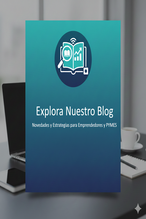 Explora Nuestro Blog: Consejos y Guías para tu Éxito Empresarial Portada del blog, con el título "Explora Nuestro Blog" y un ícono de libro.